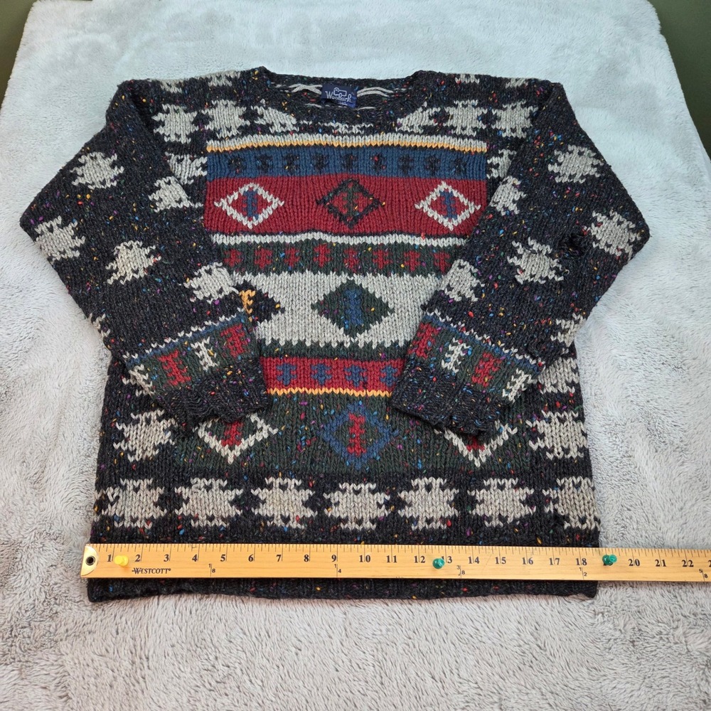 Woolrich Wool Sweater Men M Southwestern Geometric Chunky Knit Pullover *READ*